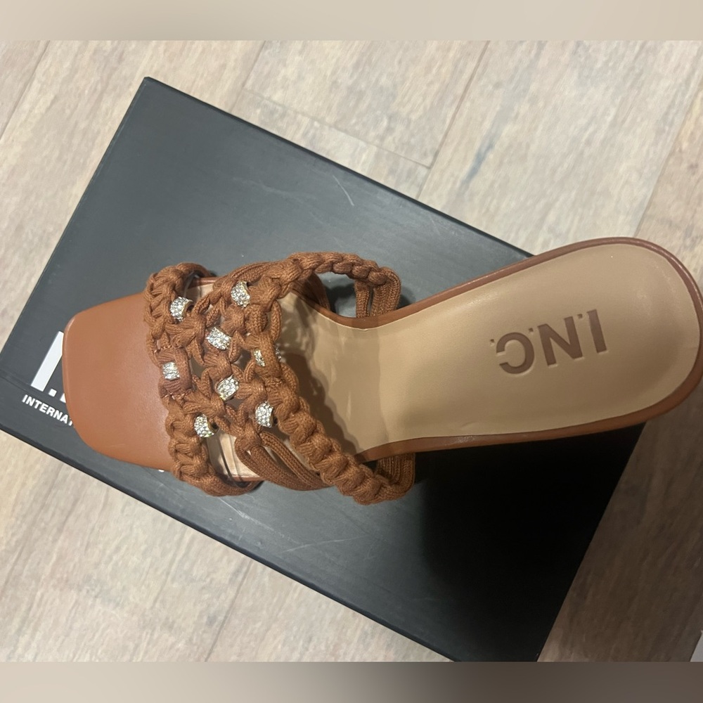 INC International Concepts Women's Tan Braided Heels - Picture 3 of 7